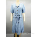 Nuovo vestito di denim a V-Neck Sweet Ladies
